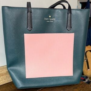 Kate Spade Teal and Pink Tote Bag